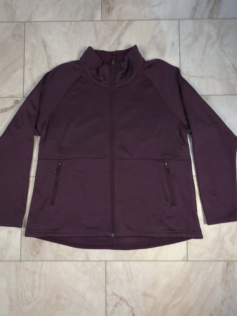 Kirkland Signature Purple Full Zip Fleece Jacket XL Soft Stretch Zip Pockets